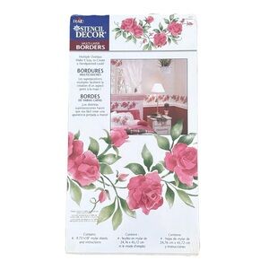 Stencil Blooming Rose By  Plaid Wall  Decor Decorating 4 Sheets 18” 26737 Vtg